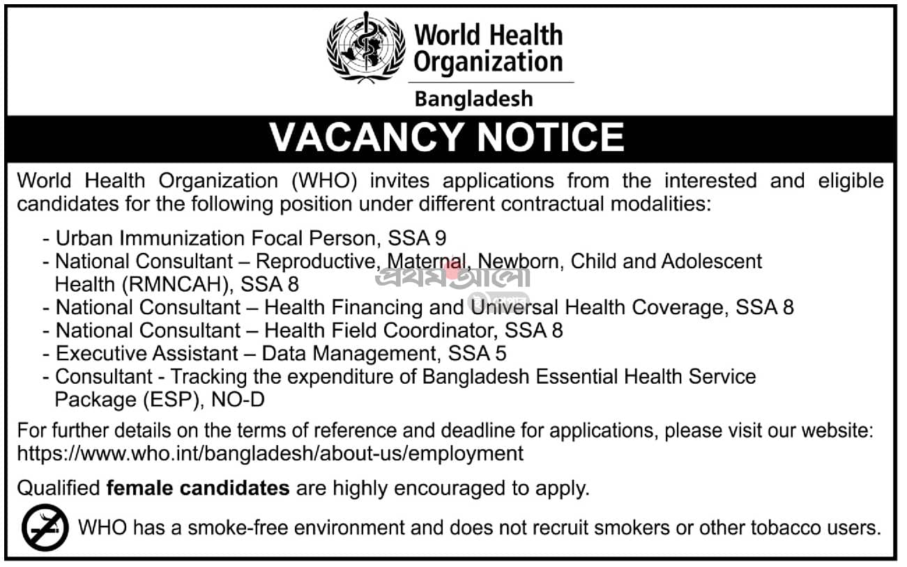 UN job in Bangladesh at WHO 